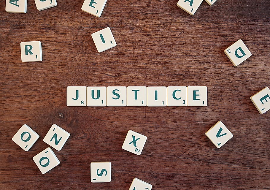 Justice scrabble tiles